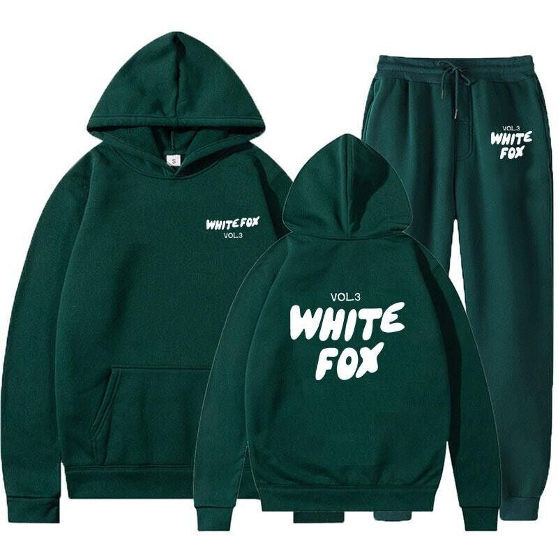 2Pcs White Fox Women'S Boutique Hoodie Tracksuit Set Hooded Sweatshirt Pullover