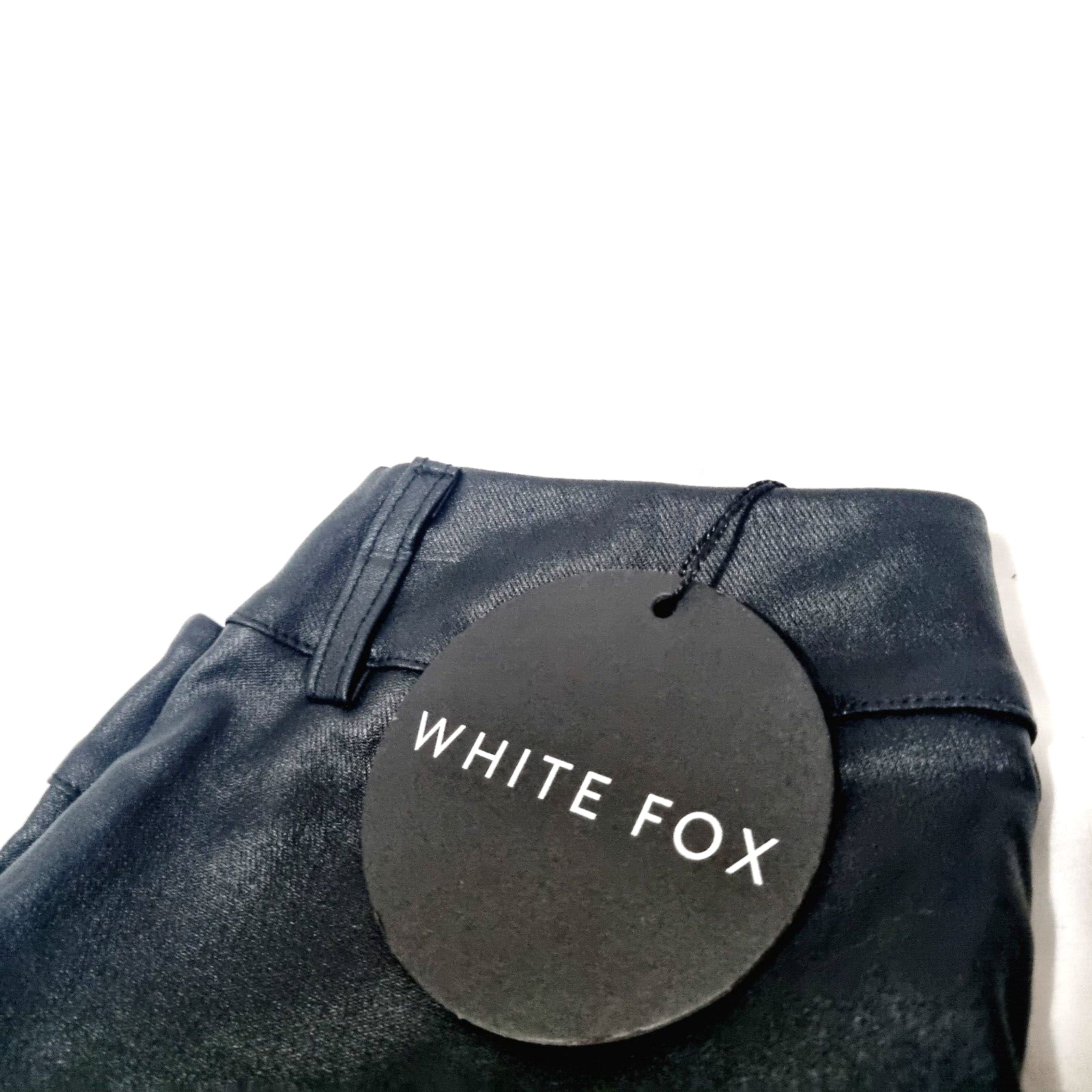 White Fox Women Black Out Pants Size S Black Bootcut PU Leather Front Zip BNWT