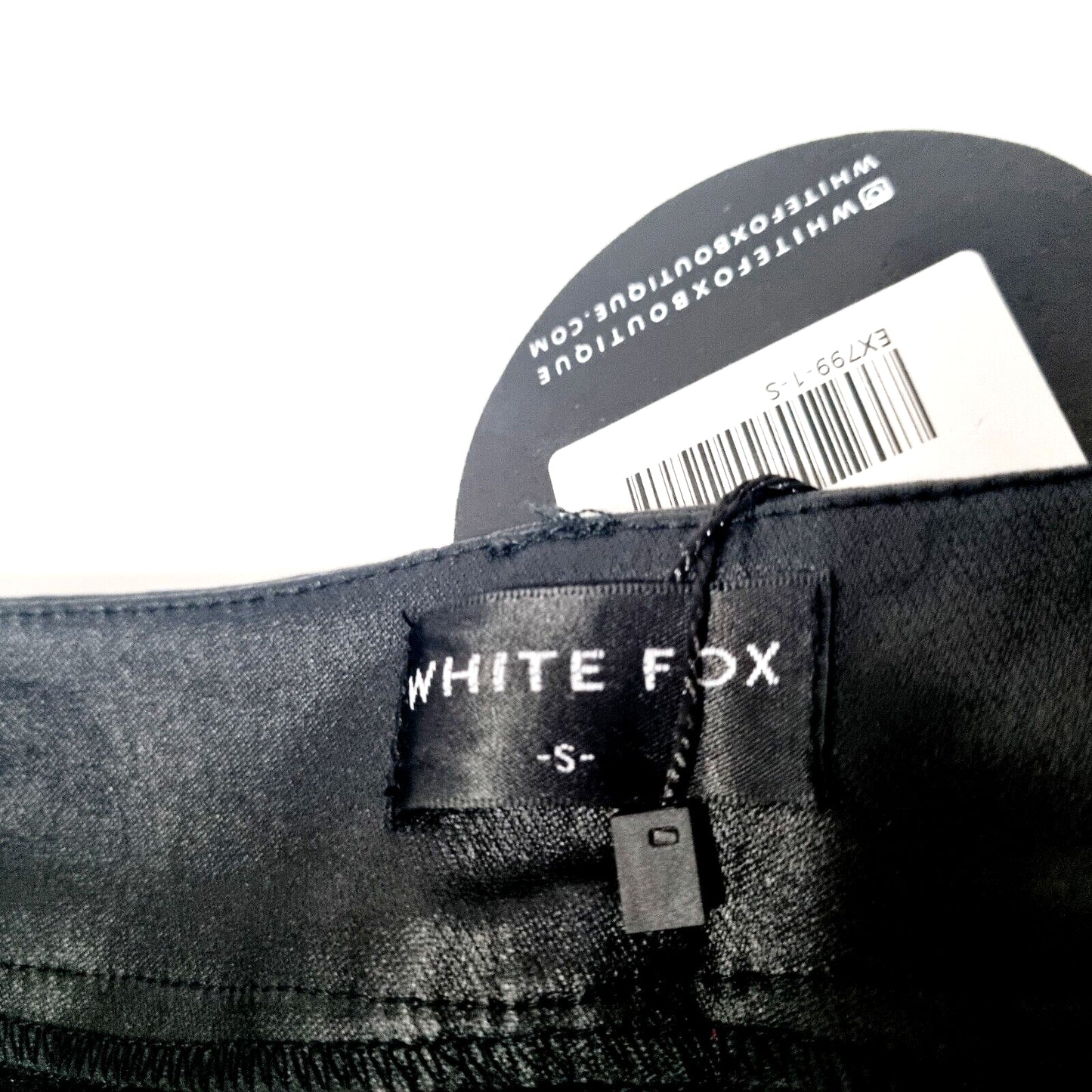 White Fox Women Black Out Pants Size S Black Bootcut PU Leather Front Zip BNWT