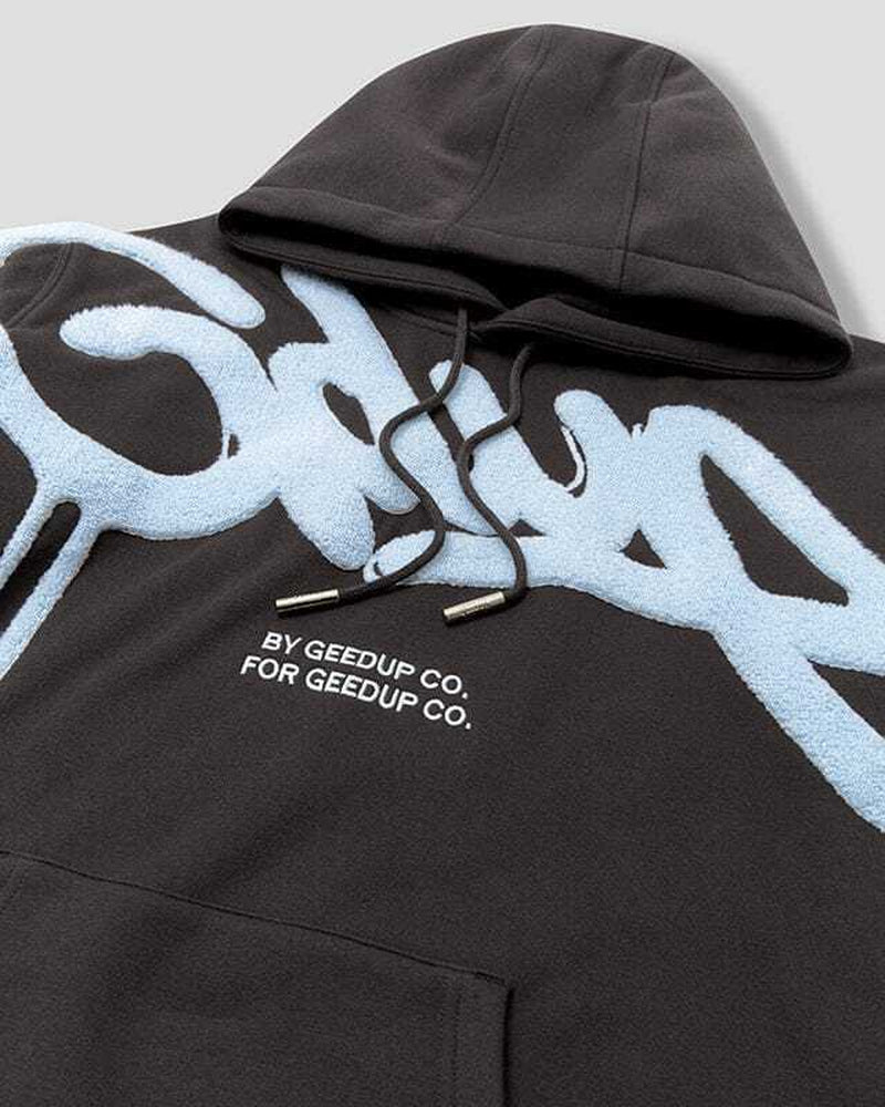 Geedup Handstyle Hoodie Black/Baby Blue - Size S-L - BRAND NEW