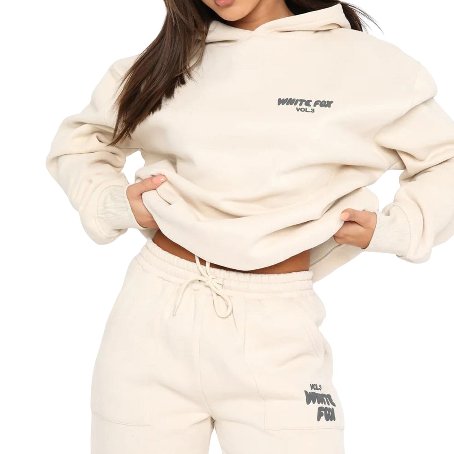 2Pcs White Fox Women'S Boutique Hoodie Tracksuit Set Hooded Sweatshirt Pullover