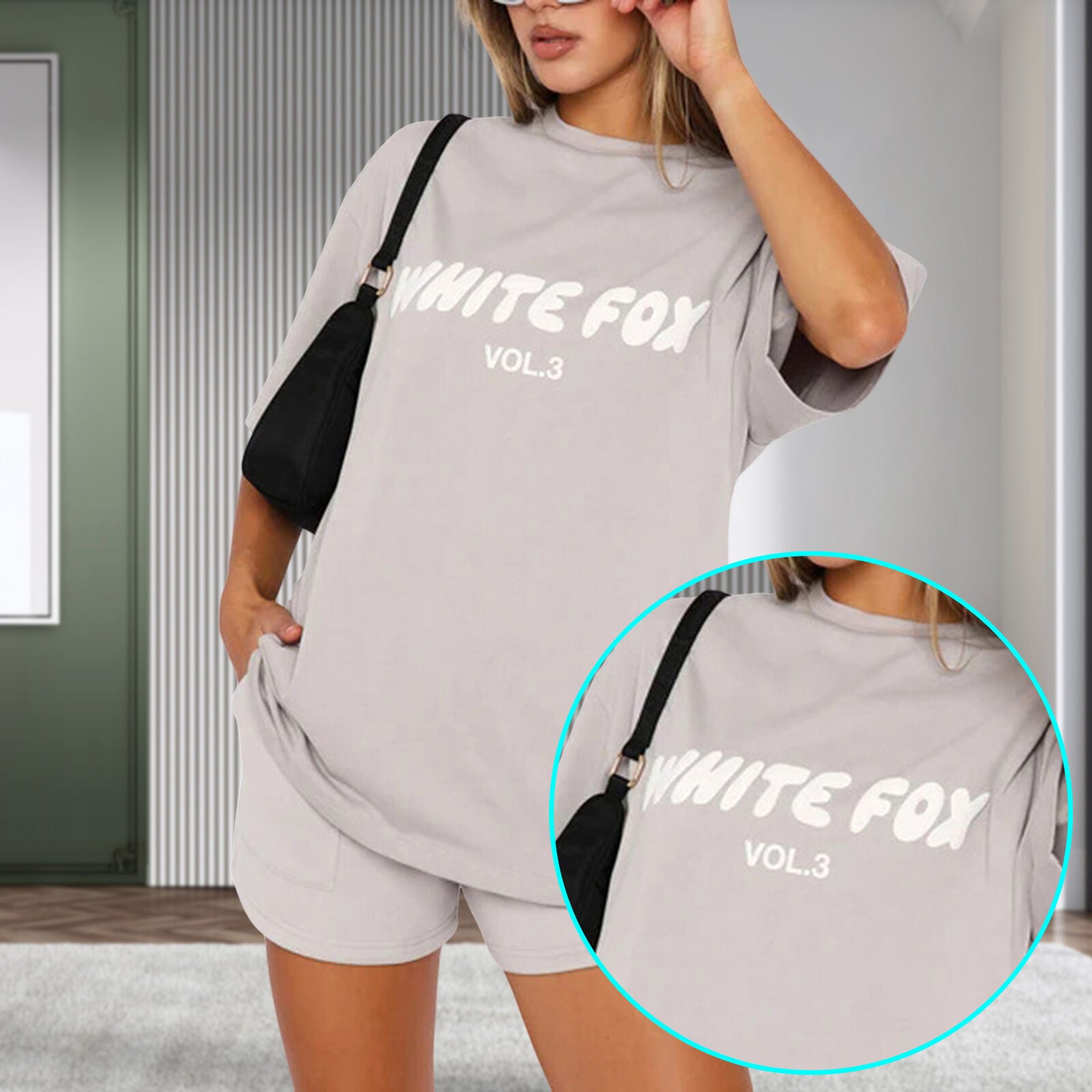 2PCS White Foxs Boutique Womens Tracksuits T-Shirt Top Shorts Pants 2024 Hot