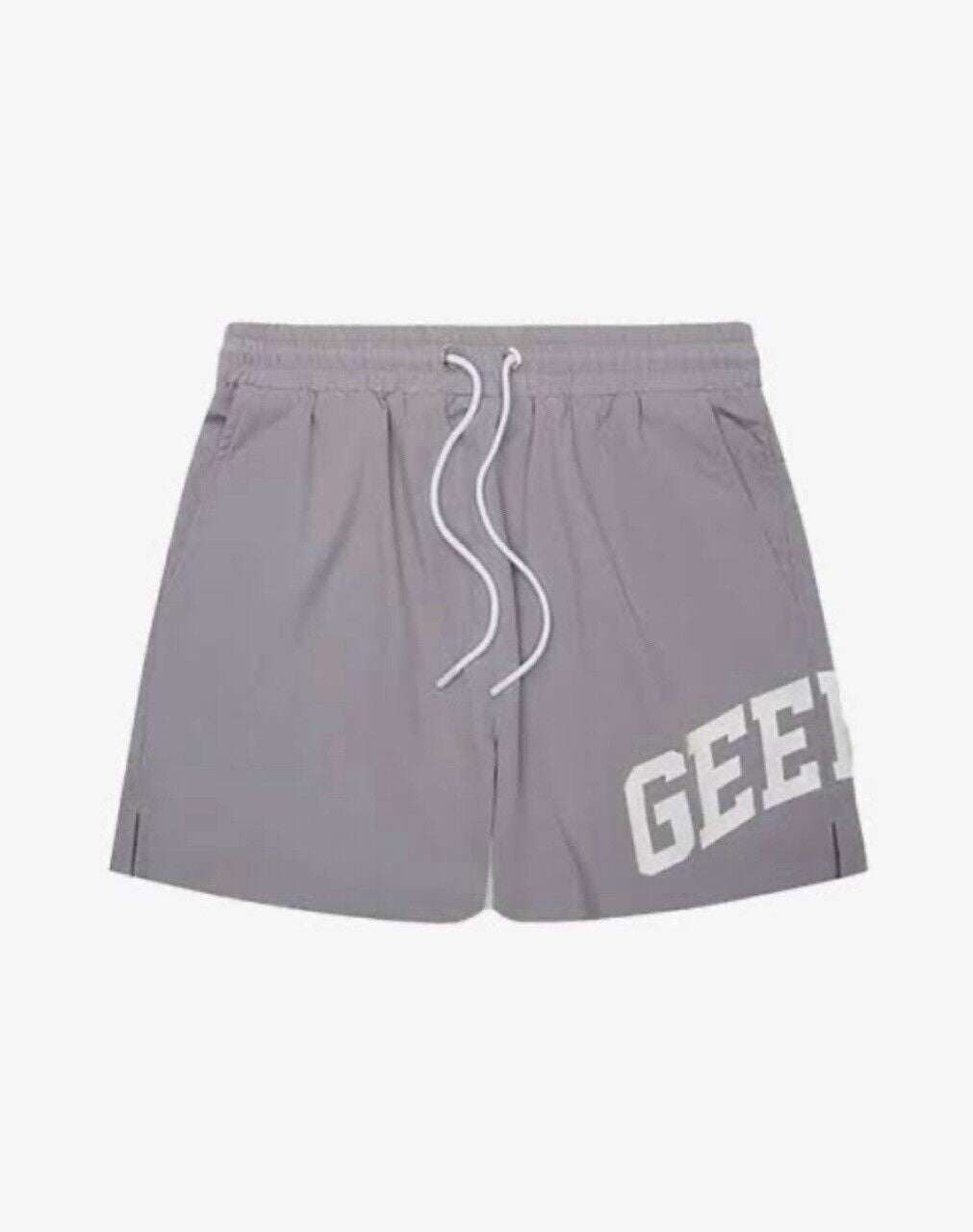 ✅FREE SHIPPING✅ BRAND NEW GEEDUP TEAM LOGO GREY WHITE SWIM SHORTS - XSMALL