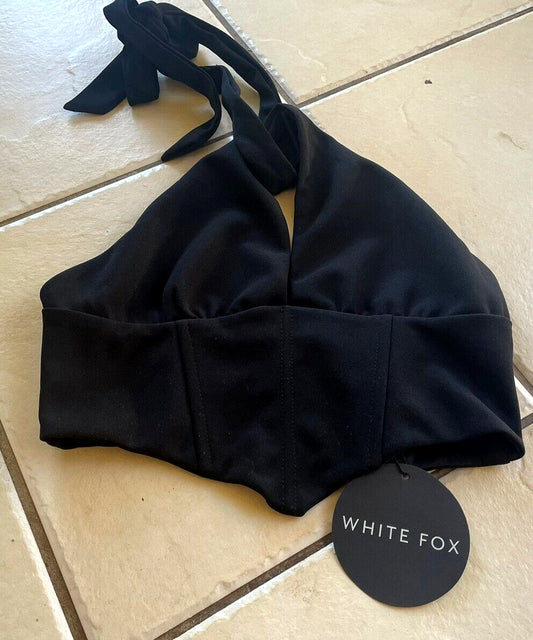 White Fox Black Bustier Halter Neck Love Never Stops Size S - New with Tags