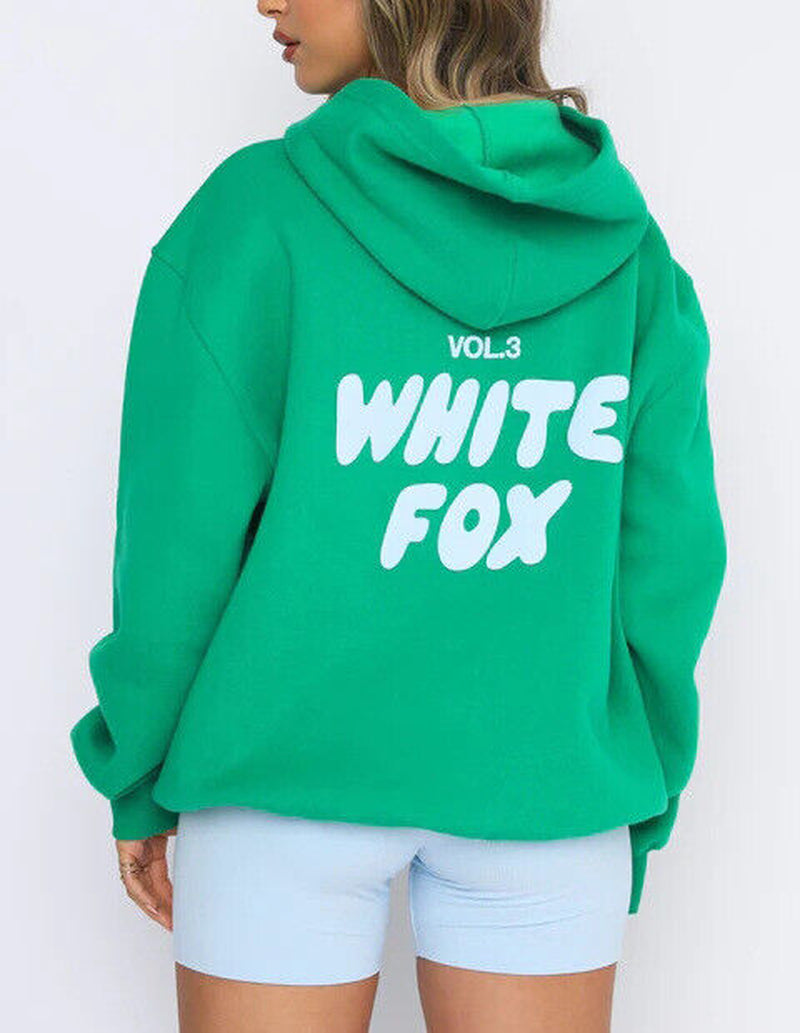 2Pcs White Fox Women'S Boutique Hoodie Tracksuit Set Hooded Sweatshirt Pullover