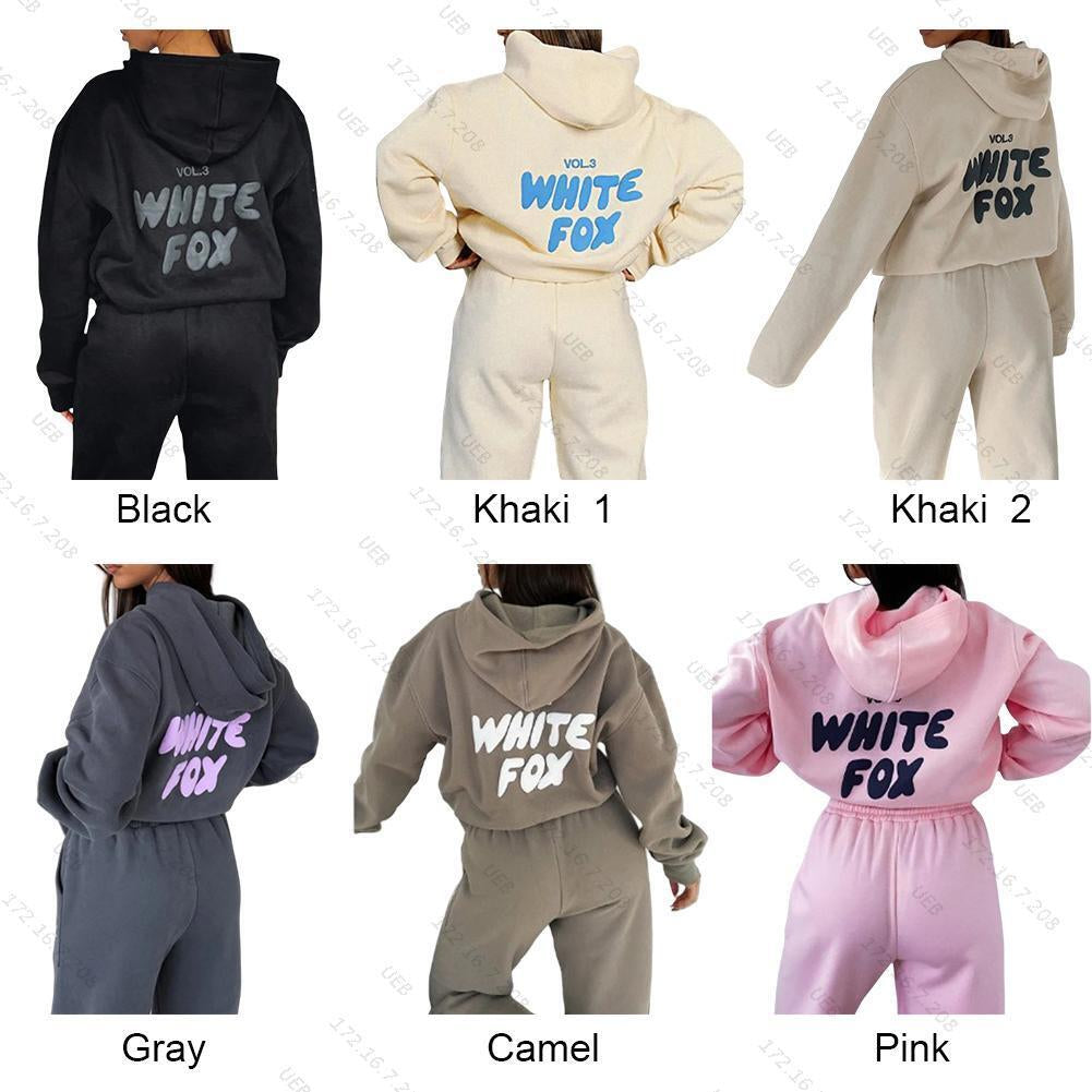 🎁White Fox Boutique Hoodie 2Pcs Tracksuit Set Hooded Sweatshirt Pullover&Fleec