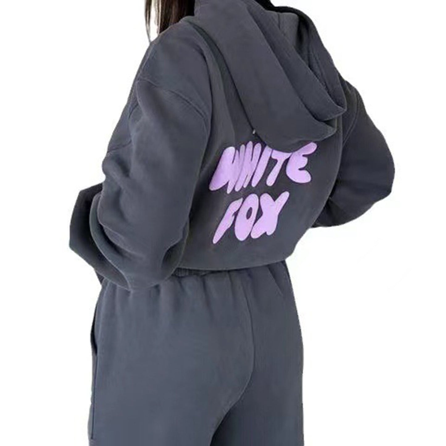 2Pcs White Fox Women'S Boutique Hoodie Tracksuit Set Hooded Sweatshirt Pullover