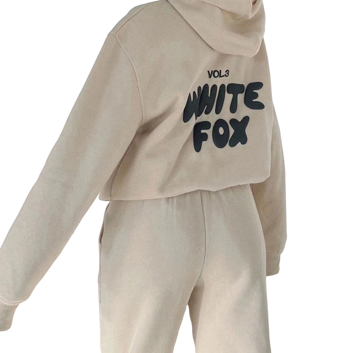 2Pcs White Fox Women'S Boutique Hoodie Tracksuit Set Hooded Sweatshirt Pullover