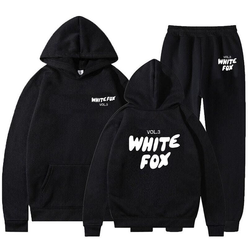 2Pcs White Fox Women'S Boutique Hoodie Tracksuit Set Hooded Sweatshirt Pullover