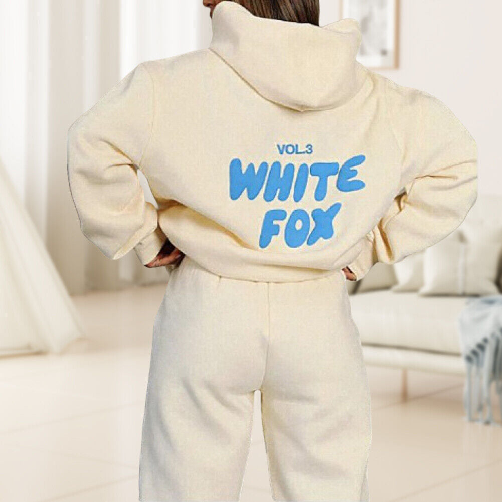 🎁White Fox Boutique Hoodie 2Pcs Tracksuit Set Hooded Sweatshirt Pullover&Fleec