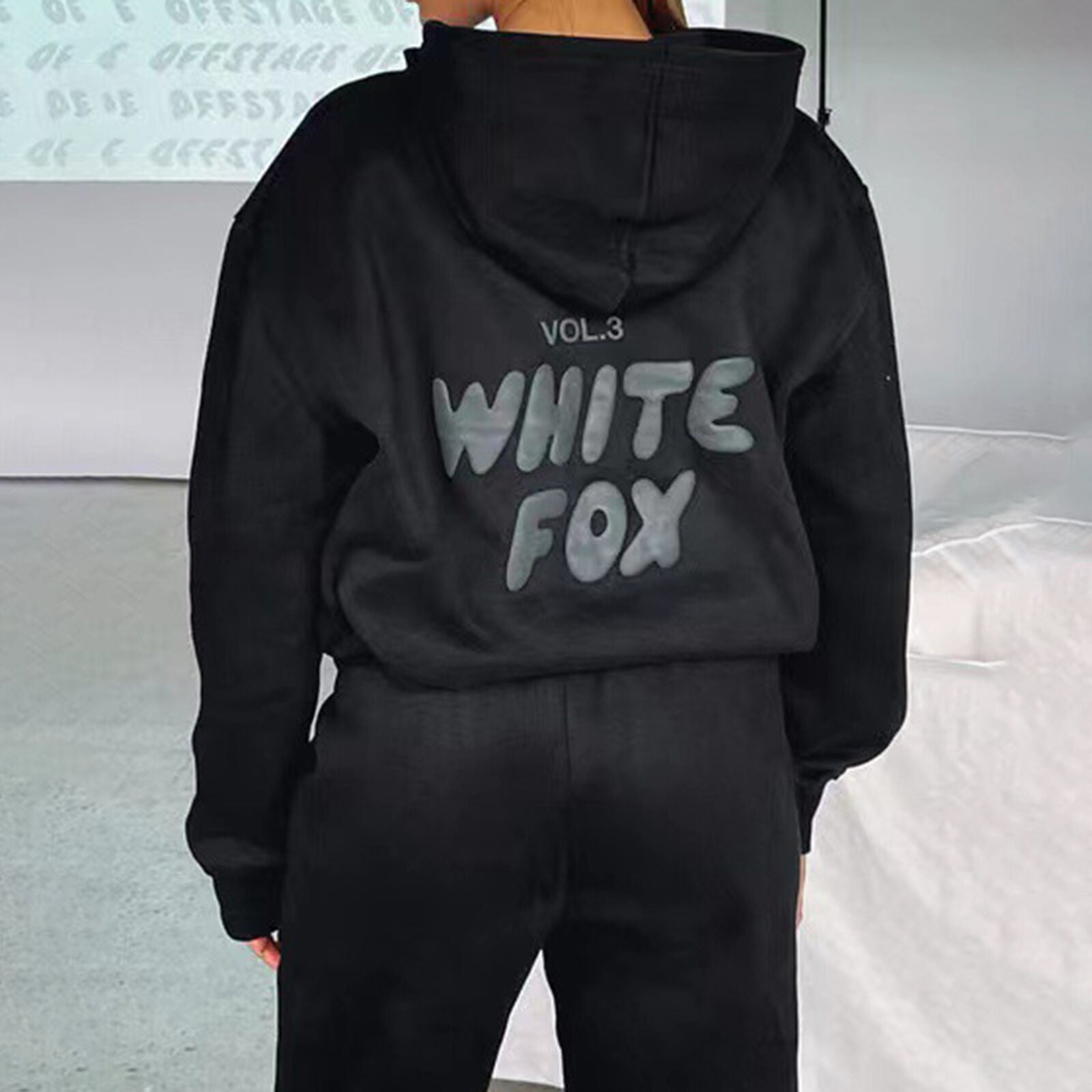 2Pcs White Fox Women'S Boutique Hoodie Tracksuit Set Hooded Sweatshirt Pullover