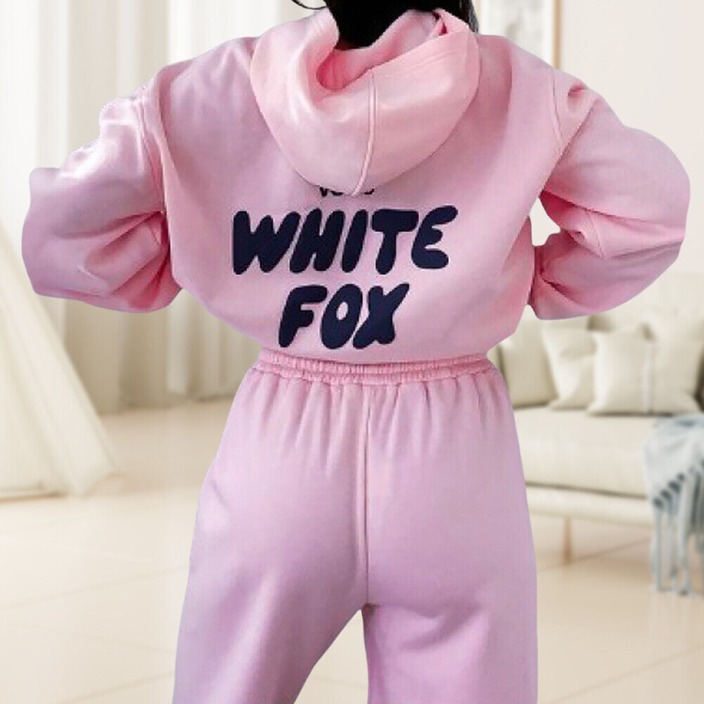 🎁White Fox Boutique Hoodie 2Pcs Tracksuit Set Hooded Sweatshirt Pullover&Fleec