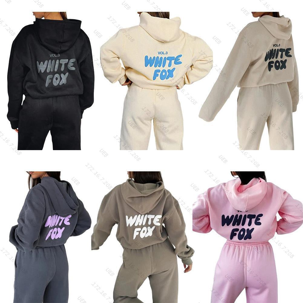 🎁White Fox Boutique Hoodie 2Pcs Tracksuit Set Hooded Sweatshirt Pullover&Fleec